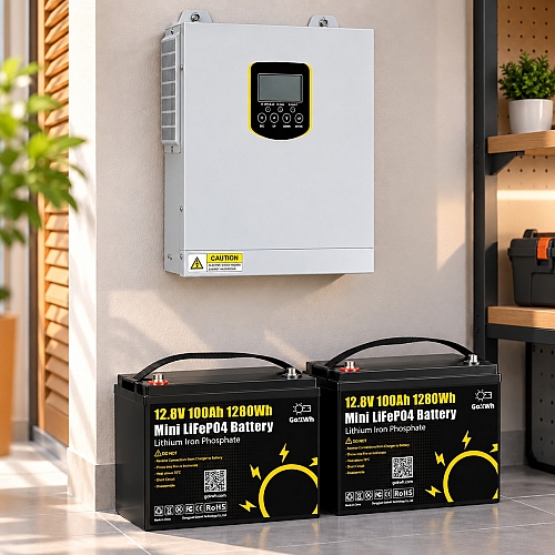 3,5 кВт LiFePO4 Комплект резервного живлення інвертор Daxtromn Power + 2 Акумулятори 12V/100Ah GoKWh Mini для будинку, квартири